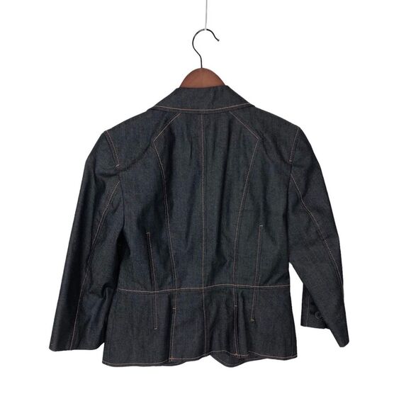 Ann Taylor Loft Dark Chambray Denim 3/4 Sleeve Blazer Jacket - Picture 2 of 6